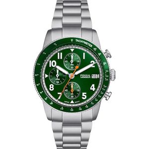 Fossil Sport Tourer Horloge voor heren, chronograaf uurwerk met roestvrij stalen of leren band, Green