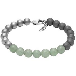 Armani Exchange Half edelstenen of roestvrij stalen herenarmband met karabijnsluiting of schuifsluiting, Grijs en groen