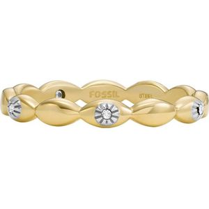Fossil - JF047967106 Ring - Goudkleurig - Roestvrijstaal - Kristallen Accenten