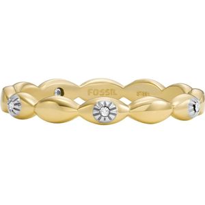 Fossil - JF047967106 Ring - Goudkleurig - Roestvrijstaal - Kristallen Accenten