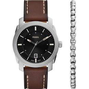 Fossil horloge + armband FS6081SET Machine zilverkleurig
