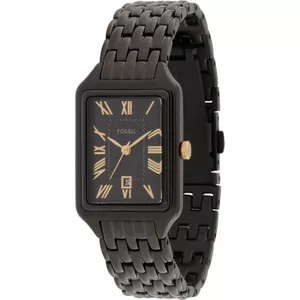 Fossil Raquel Horloge voor dames, quartz uurwerk met roestvrij stalen of leren band, 23MM, Zwart en roségoudkleur