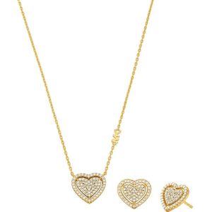 Michael Kors oorbellen + ketting MKC1756CZSET goudkleurig