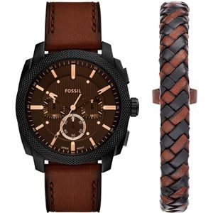 Fossil Raquel Horloge voor dames, quartz uurwerk met roestvrij stalen of leren band, 44MM, Chocolade Bruin