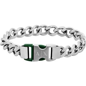 Armani Exchange Heren Rvs Armband met Gesp Sluiting, Metallic Zilver