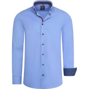 Rusty Neal - Overhemd Uni - Overhemd - Navy Blauw - Katoen en Elastaan