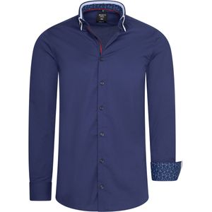 Rusty Neal - Overhemd Regular Fit - Blauw - Katoen en Elastaan