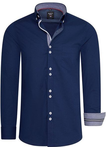 Rusty Neal - Overhemd Uni - Overhemd - Zwart - Katoen en Elastaan