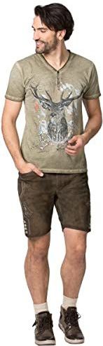 Stockerpoint - Günther - Shirt - Smoky Blue - Jersey, V-hals, Motiefprint, Kwartmouw