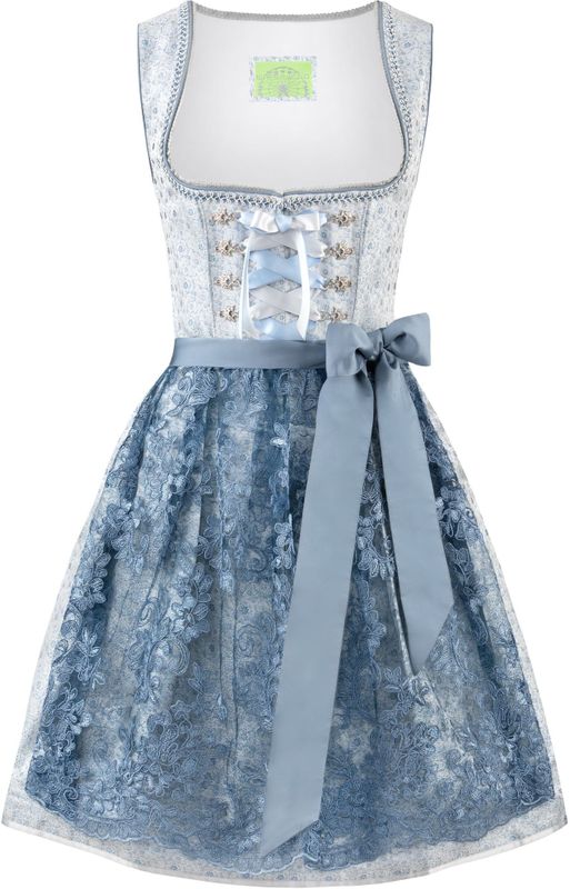 Stockerpoint - Nanita - Damesjurk - Blauw - Kanten Schort