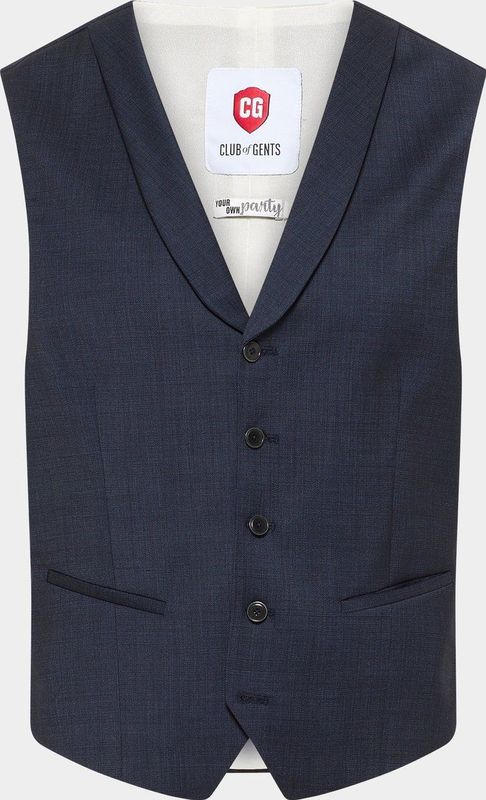 Club of Gents - 10.158S0 - Gilet - Blauw - 99% Scheerwol, 1% Elastaan