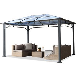 Gartenpavillon 3x4 m Aluminium Gestänge Polycarbonat Dach 8mm Pavillon Gartenzelt ohne Seitenteile