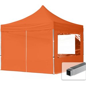 3x3 m Easy Up partytent Vouwpaviljoen, ECONOMY alu 32mm met zijwanden (panorama), oranje