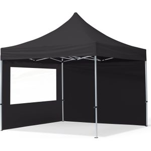 Easy up Partytent 3x3m Hoogwaardig polyester 700 zwart Feesttent Vouwtent