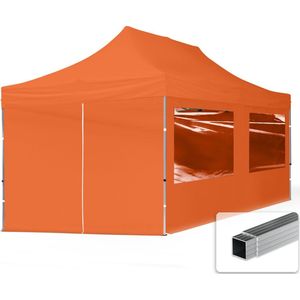 3x6 m Easy Up partytent Vouwpaviljoen, ECONOMY alu 32mm met zijwanden (panorama), oranje