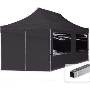 Vouwpaviljoe - Vouwten - 3 X 6  - 4 Zijpanelen 32 M - Aluminium Paviljoe - Partyten - Zwart