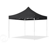 3x3m Easy Up Partytent Vouwtent - 2 Zijwanden (met Kerkvensters) Paviljoen Stalen Frame Zwart