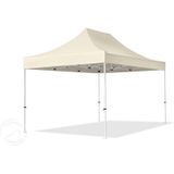 3x4,5m Easy Up Partytent Vouwtent - 2 Zijwanden (met Panoramavensters) Paviljoen Stalen Frame Creme