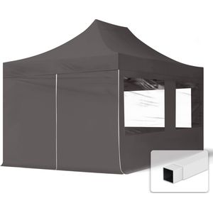 Easy up Partytent 3x4,5m Hoogwaardig polyester 700 donkergrijs Feesttent Vouwtent