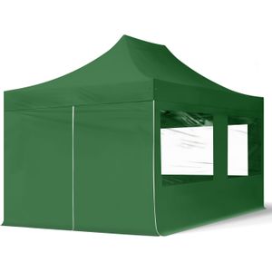 Easy up Partytent 3x4,5m Hoogwaardig polyester 700 donkergroen Feesttent Vouwtent