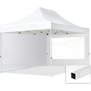 3x4,5m easy up partytent vouwtent - 2 zijwanden (met panoramavensters) paviljoen stalen frame wit