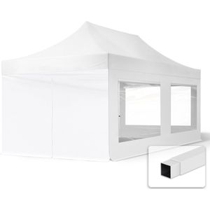 3x6m easy up partytent vouwtent – 4 zijwanden (met panoramavensters) paviljoen stalen frame wit