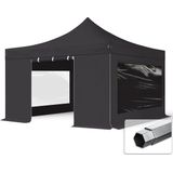 4x4 M Easy Up Partytent Vouwpaviljoen PVC Brandvertragend met Zijwanden (2 Panorama