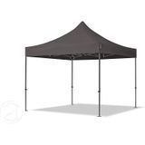 3x3 M Easy Up Partytent Vouwpaviljoe - PREMIUM Staal 40mm met Zijwanden (panorama - Donkergrijs