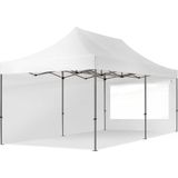 3x6m Easy Up partytent Vouwpaviljoen, PREMIUM staal 40mm met zijwanden (panorama), wit