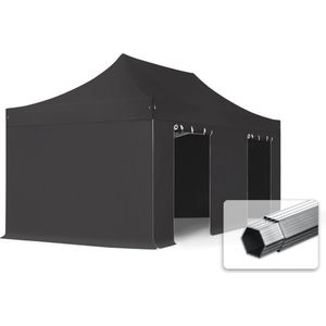 3x6 M Easy Up Partytent Vouwpaviljoen PVC Brandvertragen - PROFESSIONAL Alu 40m - Zwart