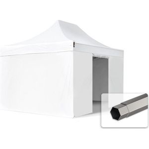 3x4,5 m Easy Up partytent Vouwpaviljoen PVC brandvertragend met zijwanden, PREMIUM staal 40mm, wit