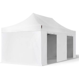 3x6 m Easy Up partytent Vouwpaviljoen PVC brandvertragend met zijwanden, PREMIUM staal 40mm, wit