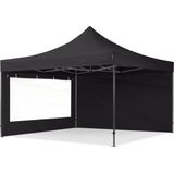 4x4 M Easy Up Partytent Vouwpaviljoe - PREMIUM Staal 40mm met Zijwanden (panorama - Zwart