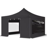 4x4 M Easy Up Partytent Vouwpaviljoe - PREMIUM Staal 40mm met Zijwanden (panorama - Zwart