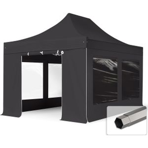 3x4,5 M Easy Up Partytent Vouwpaviljoen PVC Brandvertragend met Zijwanden (2 Panorama