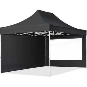 TOOLPORT Partytent Zwart 3x4,5 m met Zijwanden