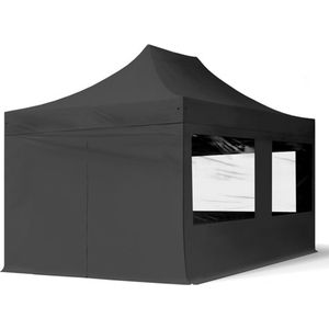 3x4,5 M Easy Up Partytent Vouwpaviljoe - ECONOMY Staal 30mm met Zijwanden (panorama - Zwart