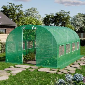TOOLPORT Tunnelkas Foliekas Folietunnel 3x4m winterbestendig met oprolbare ramen - PE 180g/m² groen transparant