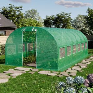 TOOLPORT Tunnelkas Foliekas Folietunnel 4x8m winterbestendig met oprolbare ramen - PE 180g/m² groen transparant