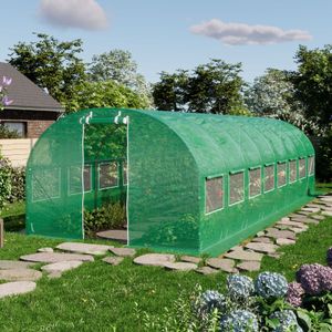 Foliengewächshaus Gewächshaus 4x8m stabil & langlebig mit Fenster - reißfeste pe Plane 180g/m² grün transparent - Toolport