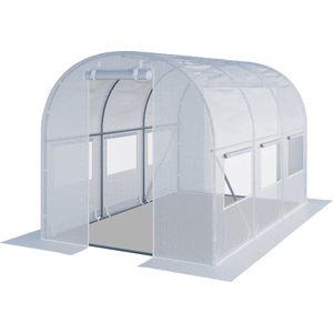 TOOLPORT Tunnelkas Foliekas Folietunnel 2x3m winterbestendig met oprolbare ramen - PE 180g/m² wit transparant