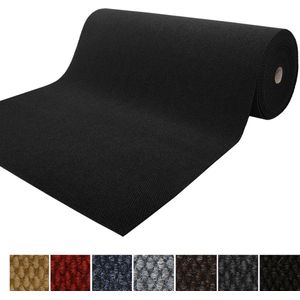 FLOORDIREKT Drogloopmat - Hong Kong - Deurmat loper - Zwart - 100 x 300 cm