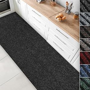 Floordirekt Keukenloper Granada, tapijtloper op maat voor de keuken, breedte: 80 cm, moderne en hoogwaardige woontapijten (antraciet, 80 x 150 cm)