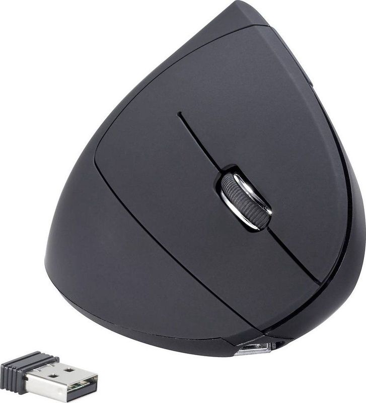 Renkforce - RF-WM-322 - Draadloze Ergonomische Muis - Zwart - 5 Toetsen - Oplaadbaar