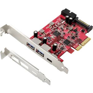 Renkforce - 1 + 4 Poorten USB 3.2 Gen 2-controllerkaart - USB-A - PCIe x4