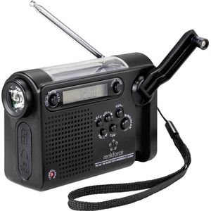 Renkforce RF-CR-200 Transistorradio VHF (FM), Middengolf, Korte golf Noodradio Oplaadbaar, Zonnepaneel, Handslinger, We