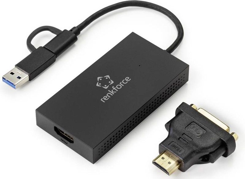 Renkforce Externe videokaart DDR3-RAM USB-A, USB-C® 5Gbps, HDMI, DVI