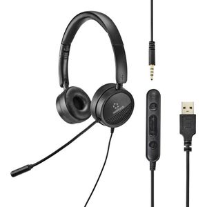 Renkforce - RF-HS-360 - On Ear Headset - Zwart - Kabel - Stereo - Volumeregeling