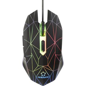 Renkforce RF-GM-120 Gaming-muis USB Optisch Zwart 6 Null Verlicht Rechtshandigen