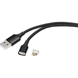 Renkforce - USB-Kabel usb 2.0 usb-a Stecker, USB-Micro-B Stecker 1.00 m Schwarz magnetischer Stecker r